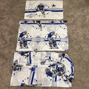 Vintage 1992 Dallas Cowboys NFL Twin Sheet Set Flat Fitted Pillow Bibb Co USA